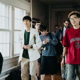 Stuart Hall School Photo #14 - Students make their way to class on campus